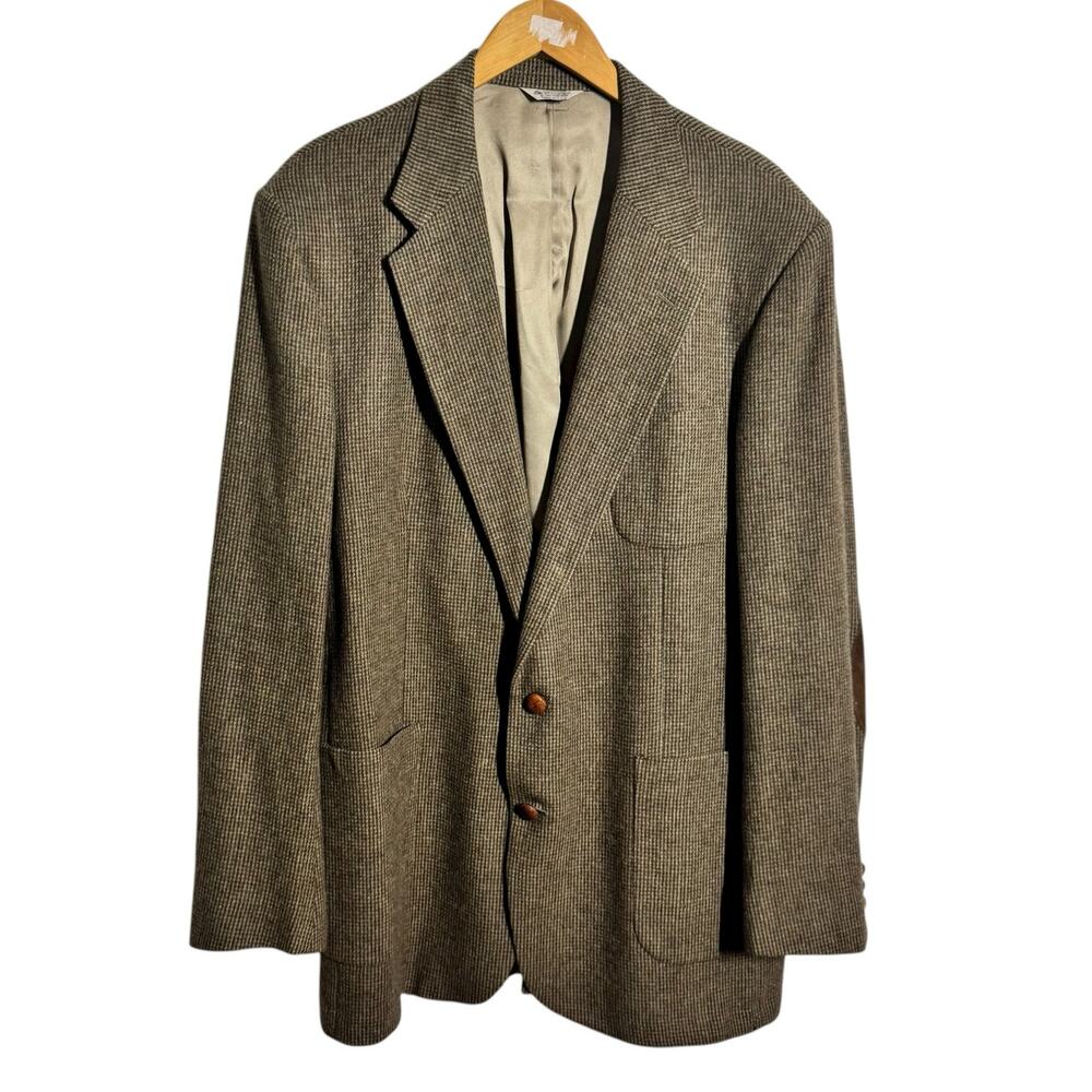 Alan Michaels Blazer Men 46L Brown Tan Elbow Patch Quite‎ Luxury Old Money Prep